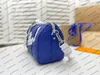 M58747 Desinger Kadın Erkek Şehir Çantası Mavi Dana Deri Büyük Beyaz Mektup Baskı Çanta Omuz Çantası Çanta Tote Alışveriş Debriyaj