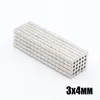 Neodymium magneetschijf permanente N35 NDFEB Kleine ronde Super Krachtige sterke magnetische magneten 3mm x 4mm 100st