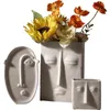Stile nordico moderno creativo in ceramica viso umano espressione fiore piante vaso vaso fioriera home office desktop decorazioni per la tavola regalo 211215