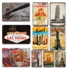 Vintage Florida New York Landmark Building Metal Tin Sign Shabby Chic Metal Poster Decorative Plack Home Wall Stickers Decor4856260