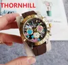 Top qualité hommes fleurs squelette montre pleine fonction chronomètre affaires suisse horloge annuelle homme noir bleu vert marron caoutchouc Quartz horloge chaîne montres-bracelets