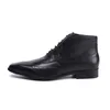 Mens Casual Escritório De Negócios Formal Vestido Chelsea Botas Plataforma Sapatos Genuíno de Couro Bota Preto Ankle Botas Hombre Chaussure