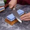 Messerschärfer Schleifstein Schleifstein Professionelles Küchenschleifen Doppelseitiges japanisches Werkzeug Bambusbasis 210615