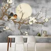 Tapeten Benutzerdefinierte 3D Po Retro Chinesischen Stil Handgemalte Mond Blumen Vögel Wandmalereien Schlafzimmer Wohnzimmer Dekor Tapete Fresko