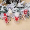 Kerst bomen ornament hanger mini pop kerst decoratie beeldje houten skiën speelgoed Santa Snowman Doll Xmas hotel decoratie xvt1160