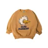 in stock Children's Sweatshirt Autumn/Winter Boys Color Cartoon Pattern Plus Fleece Warm Hooded Sweater 211110