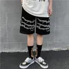 Harajuku Streetwear Modèle de chaîne de fer Jogger Shorts Femmes Hommes Été Lâche Taille élastique Hip Hop Skateboard Shorts 210315