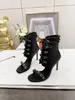 Lace-up fish mouth sandals summer hollow short boots stiletto high heel dance shoes women's open toe sandals