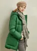 Winter Women Elegant Down Coat Casual Solid Luźna Kapturem Kurtki Topy 11920921 210527