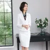 Uniforme da ufficio Design Blazer e gonna Set Abito formale stile coreano per donna Business Blu Bianco Abbigliamento da lavoro da donna 220302