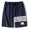 Fashion Stripe Splicing Summer Shorts Mężczyźni Bawełna Casual Plaża Sznurek Męskie Duży Rozmiar Luźne Sportowe Krótkie spodnie 210716