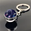 Double Glass Ball Universe Star Keychain Solar Moon Keyring Key Holders Bag Hangs Fashion Jewelry Gift Will and Sandy