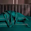 Embroidered Deep Green Blue Duvet Cover Set Premium Soft Egyptian Cotton Bedding set QueenKing size 4Pcs 1BedSheet 2Pillowcases C7259795