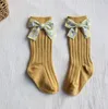 Bowknot Girls Skarpetki Kwiat Bowy Baby Princess Sock Kolee Wysokie Długie Miękkie Bawełniane Dziewczyny Skarpetki Obarczone Dzieci Footsocks Odzież dziecięca WMQ591