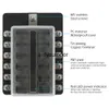 12 sätt Säkring Box Blade Block Holder Skruvmutter Terminal W / Negativ Buss Gratis S LED-indikator för Automotive