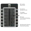 Plastic Cover 12 Ways Blade Fuse Block Box Holder M5 Stud with LED Indicator Light for Auto Car Boat Marine