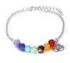 7 Chakras Beaded Strands Armband för kvinnor Crystal Healing Balance Pärlor Natursten Armband Lotus Charms Yoga Partihandel