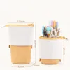 Student pencil bags cute retractable bag Korean version of simple girl heart stationery box pen holder