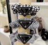 INS Kids plaid headbands girls triangle letter applique elastic srunchies horse tail rope designer women all-matching hairbands Q0963