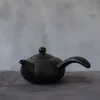 LUWU black crockery ceramic kyusu teapots handmade chinese tea pot 165ml 210724