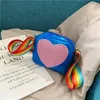 rainbow laser hearts handbag single-shoulder bag kids crossbody pack colorful outdoor sport pouch coin baby bag 1480 B3