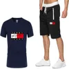 Męskie dresy mody drukowania bawełnianego krótkiego rękawowców Spodnie sportowe letnia odzież sportowa
