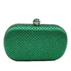 Evening Bags Royal Green Rhinestones Clutch Women Bridal Handbag Wedding Party Crystal Purse Chain Shoulder Bag