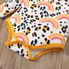 Clothing Sets Baby Children039s Boys Girls Fall Outfits Cute Long Sleeve Leopard Rainbow Print Romper Pants Top Knot Hat 3P4730748