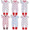 Sommar Jul Baby Rompers Söt Nyfödd Kids Girl Casual Kortärmad Långa byxor Santa Claus Trees Snowman Printed Zipper Jumpsuits Toddler Kläder