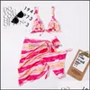 Biquinis Set Piscina Equipamentos esportivos ao ar livre Sexy 3 Maiô Tie Dye Push Up acolchoado Biquini brasileiro de banho Verão Terno Thong Bi