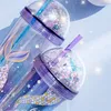 Creative Lovely Mermaid Magic Color Tumblers Double Plastikowe Pipieta Cups Seria Kubek Wody Wielokrotnego użytku Kubki Kubki Morze Wysyłanie T9i001192