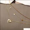 Hängsmycken juvelryround sequined mtilayer hänge halsband hjärta damer retro världskarta charm halsband för kvinnor bohemiska smycken gåvor som