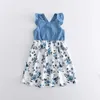 ベアリーダー夏の父母親の女の子の男の子の花のドレス家族マッチング衣装ママベビーパッチワークファッションドレス服210724