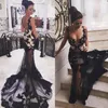 Sexy Style Black Lace Evening Dresses Deep V Neck Backless Sheer Skirt Long Mermaid Fashionable 2021 Prom Party Gowns Custom Plus Size