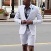 Costumes d'été en lin blanc pour hommes avec pantalon court Slim Fit 2 pièces Tuxedo de mariage africain pour marié Business Male Fashion Blazer X0909