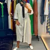 Abbigliamento etnico Abbigliamento musulmano Jubba Thobe Abiti Turco Dubai Caftano Caftano Kaftan Abaya Robe ISLAMIC Fashion Stampa Striscia Striscia Abito Arabo