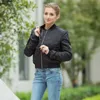 Frühling Herbst Quilten Bomber Jacke Frauen Mantel Reißverschluss Langarm Baumwolle gefütterte Rosa Outwears 211014