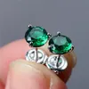 stud Classic Round Screend Screw Back Earrings 925 Sterling Silver Green Crystal Zircon for Women Jewelry Homeds1859667