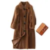 Women's Fur & Faux Sheep Shearing Coat Autumn Winter Woolen Cashmere Jacket Korean Loose Long Single-breasted Wool Overcoat Y646