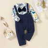 Winter pasgeboren baby baby jongens kleding sets gentleman strikje shirt tops + riemen streep broek outfits set kinderen casual kleding # G1023