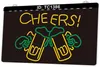 TC1386 Mug Cheers Bar Beer Light Sign Gravure 3D bicolore