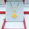 Euro Gold Lucky Grass Pendant Brass Banhado Imitação Jóias Mulheres