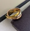 Trinity Series Ring Tricolor 18K Gold Plated Band Vintage Jewelry Officiella reproduktioner Retro Fashion Advned Diamants Exquisite 7157392