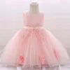 Bébé fille vêtements fleur arc dentelle pour 1 ans robe enfants filles anniversaire enfant en bas âge fête d'anniversaire princesse robe de baptême L1871XZ G1129