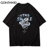 T-Shirt Männer Streetwear Gothic Punk Snake Print Kurzarm T-Shirts Hip Hop Baumwolle Casual Lose Harajuku T-Shirts Tops Männlich 210602