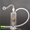 Mini glass oil burner pipe with LED Light Recycler Oil Rigs inline matrix perc 10mm female beaker bong with oil burner pipe and hose 2pcs