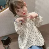 Girls' Shirts Korean Female Baby Floral Shirts Children'S Cotton Spring Autumn Long-Sleeved Shirt Baby Clothing 210306
