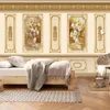 Personnalisé 3D photo peinture de style européen style fleur pastorale or maison de décoration murale fond d'écran mural imperméable