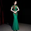 Vêtements ethniques chinois traditionnel femmes mince Qipao Suzhou broderie fleur Cheongsam femme soirée robe de soirée col Mandarin Vestidos