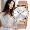 LIGE Luxe Date Montre Femmes Étanche Rose Or Mesh Ceinture Dames Montres-Bracelet Top Marque Bracelet Horloge Relogio Feminino 210616